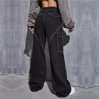 Poches latérales personnalisées noir Legging droit boyfriend jeans pour femmes Zipper Fly femme Denim Jeans