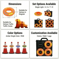 6/7/8 Pack Feux de signalisation de sécurité rechargeables RGB pour le contrôle de la circulation routière, lumière de cône de circulation LED synchronisée portable