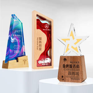 Trofeo de madera de hoja dorada creativa personalizada Placa de premio de madera con patrón de modelo para regalo de presentación honoraria - Product Image 3