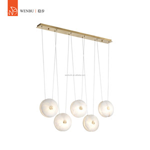 Spanish <b>alabaster</b> Pendant <b>Lamp</b> solid brass for dining room villa hotel lounge - Product Image 1