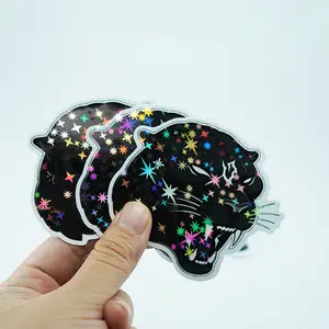 printing waterproof adhesive die cut personalized vinyl print stickers label holographic star laminate stickers
