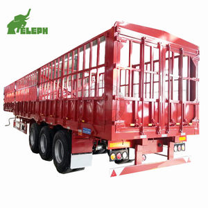 Semirremolque de pared lateral de 4 ejes de 60 toneladas, semirremolque de pared lateral <span class=keywords><strong>para</strong></span> barco de carga, remolque de <span class=keywords><strong>jaula</strong></span> <span class=keywords><strong>para</strong></span> ganado - Product Image 1