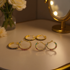 Orecchini a Cerchio Angelina Placcati Oro con Cristalli e Strass, Stile Trendy da Donna per Feste - Product Image 4