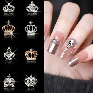 Gold&Silver Crown Alloy Nail Charms 3D Metal nail Art Decoration Shine Crystal Rhinestones Manicure JL-ML