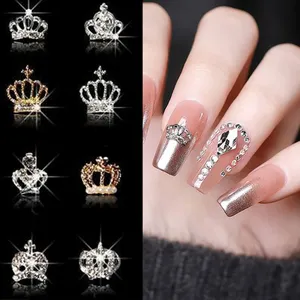 Gouden En Zilveren Kroon Legering Nagel Bedels 3d Metalen Nail Art Decoratie Glans Kristal Steentjes Manicure JL-ML