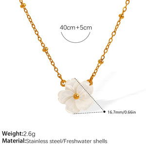 Collares con colgante de flor de acero inoxidable chapado en oro para mujer, elegantes, con cadena antideslustre, regalo de joyería. - Product Image 5