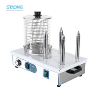 Grill électrique multifonctionnel commercial pour hot-dogs et pains, en acier inoxydable, avec thermostat réglable et minuteur, idéal pour les stands de restauration.