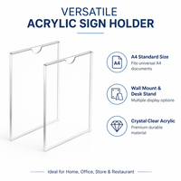 Support mural en acrylique transparent format A4 pour enseignes, idéal pour la maison, le bureau, les magasins et les restaurants – Fabrication sur mesure