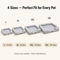Lit orthopédique rectangulaire pour chien en faux daim, avec noyau en mousse à mémoire de forme 3D, structure alvéolée pour une circulation d'air optimale, base antidérapante en caoutchouc, lavable, OEM