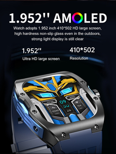 Montre connectée AK69 avec écran AMOLED de 1,95 pouces, boîtier en acier inoxydable, bracelet en gel de silice, <span class=keywords><strong>123</strong></span>+ modes sportifs, suivi d'activité, réponse aux appels, étanche IP67 - Product Image 2