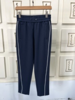 Survêtements pour hommes en coton 100% tricoté bleu marine avec logo personnalisé, ensemble 2 pièces, sweat-shirt à fermeture éclair, survêtement contrasté