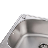 Wastafel Dapur Stainless Steel Brushed Single Bowl Persegi Panjang Dua Lubang 0.6mm 0.8mm