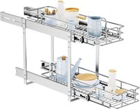 Organisateur de placard coulissant double niveau robuste et moderne pour cuisine, panier de rangement multifonction en fer à insertion par boulons