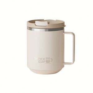 Mug de voyage isotherme à double paroi en acier inoxydable 304, écologique, 400 ml, avec couvercle en plastique PP imprimé sérigraphié, anti-fuite - Product Image 4