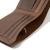 Dompet Kulit Asli Pria Model Slim Crazy Horse Berkualitas Terbaik, Custom Pabrik, Dilengkapi RFID Holder