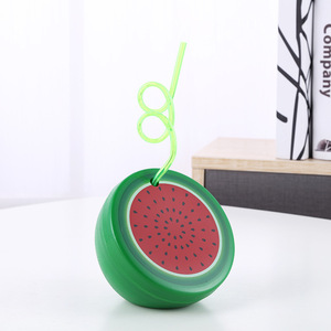 500ml trái cây nguồn cung cấp bên sáng tạo trái cây hình cốc uống dưa hấu <span class=keywords><strong>Kiwi</strong></span> chanh bưởi Hình dạng chai nước với rơm - Product Image 2