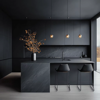 Comptoir en mélamine moderne et minimaliste sur mesure avec plateau en marbre, charnière en acier inoxydable et robinet inclus pour l'immobilier