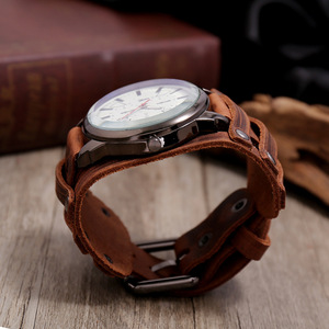 Nouvelle <span class=keywords><strong>montre</strong></span> à aiguilles en <span class=keywords><strong>cuir</strong></span> véritable pour hommes, bracelets pour femmes, bracelets larges pour hommes, <span class=keywords><strong>bracelet</strong></span> punk vintage rétro bohème, cadeau de bijoux - Product Image 6