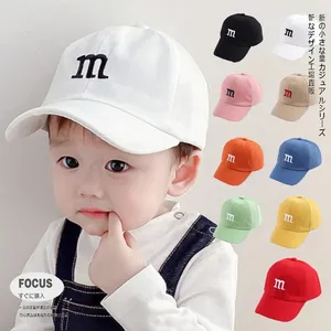 Topi bisbol anak-anak, topi pelindung terik matahari sulaman huruf M untuk anak laki-laki dan perempuan musim semi dan panas