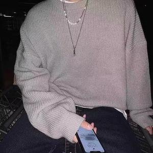 Pull en tricot pour homme, couleur unie, coupe ample, style coréen, pour l'automne et l'hiver - Product Image 4
