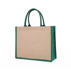 Sac fourre-tout personnalisé en jute, sac de courses écologique en toile de jute, sac de courses réutilisable avec poignées en corde, bandoulière pour promotion en magasin - Product Image 3