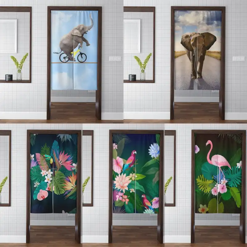 New Design Home Decorative Animal Printed Kitchen Digital Door Curtain Wholesale