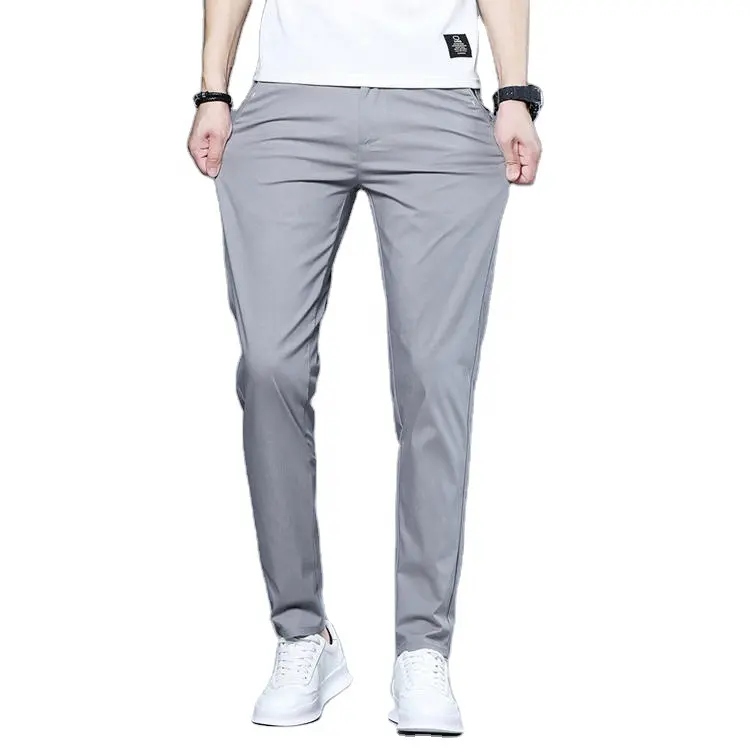 Custom Logo Golf Pants Mens Khaki Breathable Chino Trousers Stretch Slim Fit Casual Pants For Men