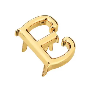 Gold Plate Brand Tags Etiqueta Bolsas Couro Pequenas Metal Letters Logotipo personalizado do metal para roupas