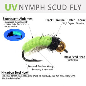 Appât artificiel pour la pêche en forme d'insecte, leurre pour attraper des poissons, fluorescents, nymphe de mouche, UV, en laiton, avec tête plombée - Product Image 2