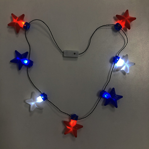 Collana con Stella <span class=keywords><strong>a</strong></span> Cinque Punte LED Luminosa Lampeggiante per Decorazione Festa del 4 Luglio USA - Product Image 6