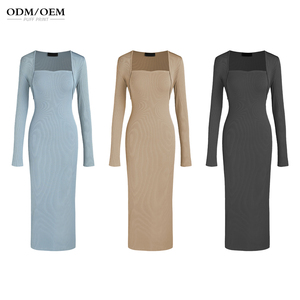 Ensemble cardigan automne-hiver blanc à manches longues, jupe basique, robe en laine côtelée pour femme, pull tricoté sexy et ajusté - Product Image 2