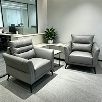 Ensemble de canapés de bureau modernes en cuir gris, canapé d'accueil pour hall de bureau, mobilier commercial, canapé pour visiteurs de bureau