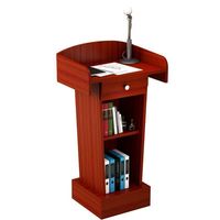 Table de podium scolaire en bois, comptoir d'accueil avec support de microphone - Design moderne et épuré pour usage commercial (bureau, hôtel, centre commercial, hôpital)