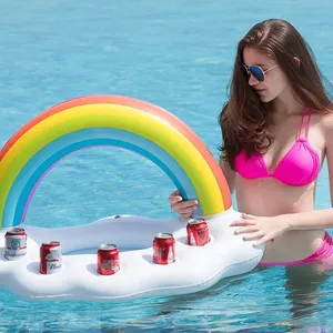 rainbow cloud floating bar inflatable serving tray drink holder