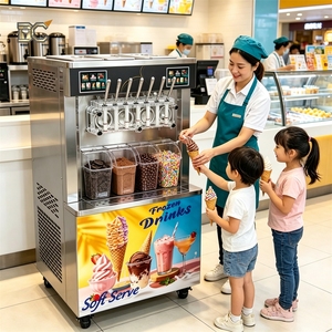 Machine à Glace Soft Commerciale à Double Compresseur, 7 Saveurs, Vente Automatique - Product Image 1