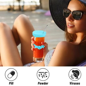 Reusable Fabric Cup Lids With Straws Cute Colorful Covers For Cocktail <b>Drinkware</b> <b>Accessories</b> - Product Image 3