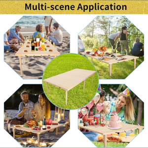 Table de pique-nique en pin portable de style boho pour la plage en plein air, barbecue, camping-décoration intérieure, table de pique-nique printanière en plein air, <span class=keywords><strong>idée</strong></span> cadeau - Product Image 1