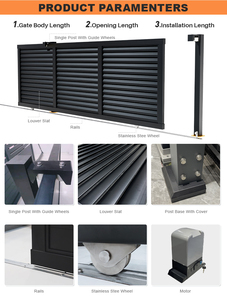 Jhr nhà hiện đại ngoài trời chính thiết kế cổng kim loại tự động điện trượt cổng phía trước đường lái xe điều khiển từ xa vườn cổng - Product Image 2