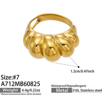 Leichter Luxus Trendiger Vielseitiger Pendler- & Party-Stil Edelstahl 18K Vergoldeter Strukturierter Kürbis-Offener Ring für Damen