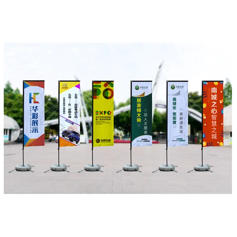 Bandiere da spiaggia quadrate e striscioni grafica singola o doppia stampa personalizzata promozione celebrazione decorazione pubblicitaria esterna