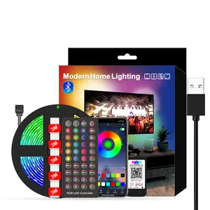 Lampu Strip Aplikasi LED Pintar USB RGB. Pengendali Jarak Jauh IR 40key. Sinkronisasi dengan Musik untuk TV dan PC