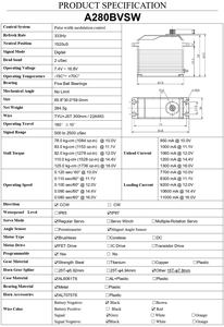 Servo A280BVSW 4S 16V <span class=keywords><strong>Mega</strong></span> Torque 125KG 0.08Seg de Alta Velocidad, Programable, Sin Escobillas, Impermeable, Escala Gigante 1/5 - Product Image 6