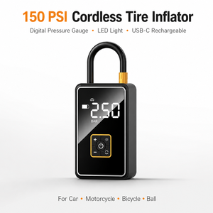 Inflador de Neumáticos Inalámbrico de 150 PSI, Compresor de Aire Portátil de 22L/Min con Manómetro Digital, Luz LED SOS, USB-C para Auto y Bicicleta - Product Image 1