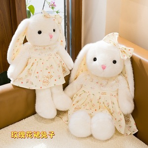 Peluche Lapin de Pâques en Robe Florale, Compagnon de Sommeil Doux, Cadeau d'Anniversaire Personnalisé pour Filles - Product Image 3
