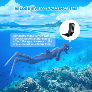 Masque de plongée intégral Smaco avec support pour caméra, lentille unique en verre trempé pour la plongée en apnée, la plongée sous-marine, les sports nautiques pour adultes - Product Image 6
