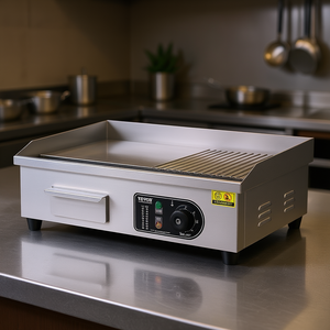 Piastra Elettrica Commerciale 1600W in Acciaio Inox con Superficie Semi-Liscia e Temperatura Regolabile 21.26x11.81x0.39in - Product Image 2