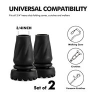 KingGear Ujung Tongkat Anti Selip 3/4 Inci, Alas Karet Pengganti untuk Semua Medan, Ujung Tongkat Jalan dan Ujung Kruk (Paket 2 Buah)