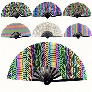 Abanico de Mano Reflectante Grande de 27 cm / 33 cm, Abanico Holográfico UV de Bambú Plegable de Alta Calidad, Abanico para Fiestas - Product Image 2