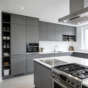 Стандартный европейский современный модульный кухонный шкаф-унитаз с меламиновой панелью и нержавеющей сталью - Product Image 4