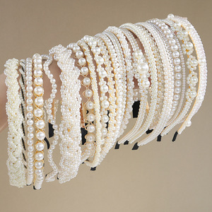 عصابة رأس أنيقة باللؤلؤ الأبيض للعرائس، طوق شعر كامل من اللؤلؤ للفتيات الجميلات، أطواق شعر مطرزة - Product Image 4